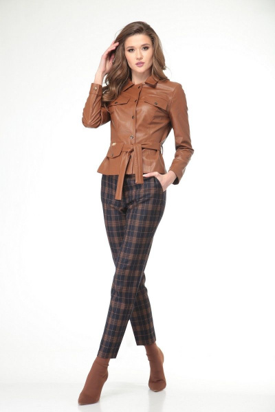 Брюки, жакет Karina deLux B-175В коричневый-темно_синий - фото 2