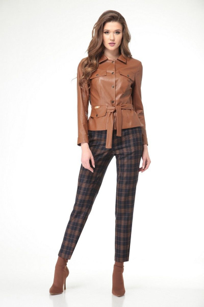 Брюки, жакет Karina deLux B-175В коричневый-темно_синий - фото 1