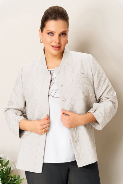 Блуза, брюки, жакет VOLNA 1401 белый_серый - фото 4