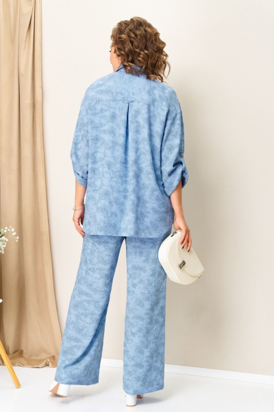 Блуза, брюки, жакет VOLNA 1415 серо-голубой - фото 7