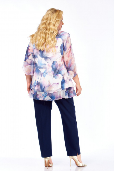 Блуза, брюки Элль-стиль 2213/9 сирень_принт_цветы - фото 5