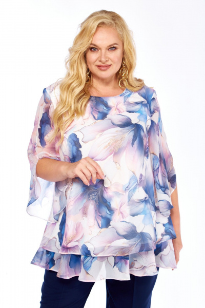Блуза Элль-стиль 2213/9а сирень_принт_цветы - фото 11