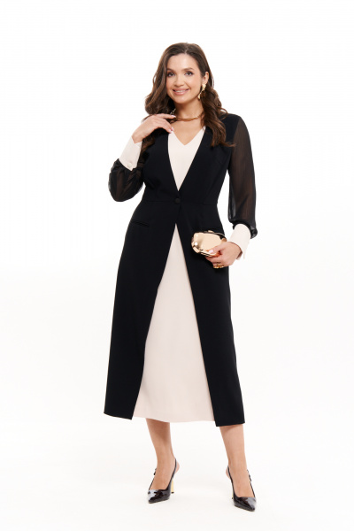 Платье Панда 100480 черно-бежевый - фото 1