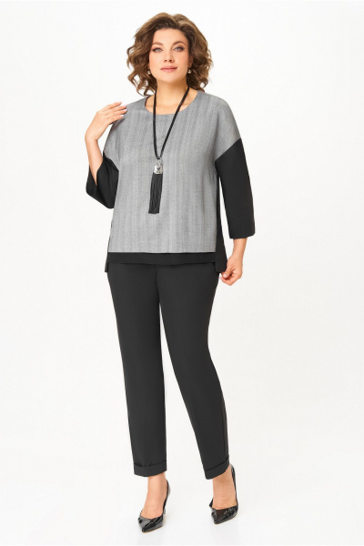 Блуза, брюки DaLi 5781.2 серый_с_чёрным - фото 1