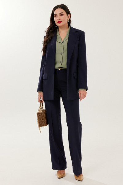 Блуза, брюки, жакет Твой имидж 2231 сине-оливковый - фото 3