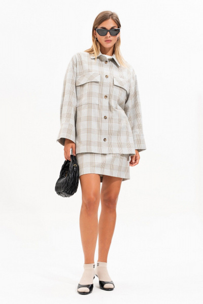 Рубашка SILVERSPICE S-7517 клетка_серо-голубая - фото 1