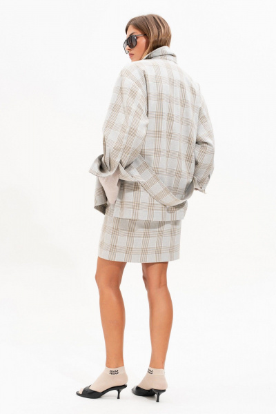 Рубашка, юбка SILVERSPICE S-8558 клетка_серо-голубая - фото 16
