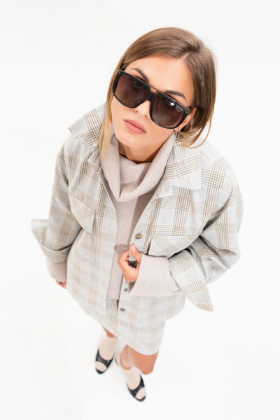 Рубашка, юбка SILVERSPICE S-8558 клетка_серо-голубая - фото 13