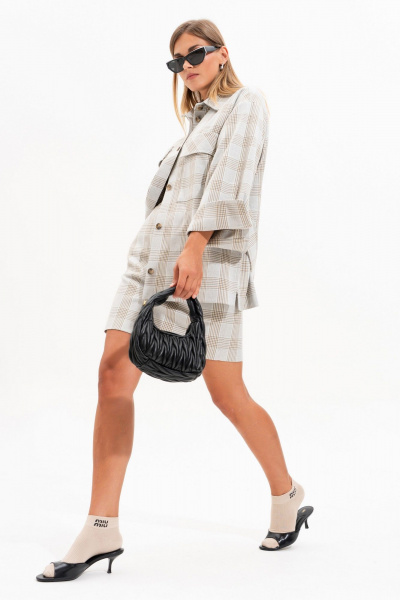 Рубашка, юбка SILVERSPICE S-8558 клетка_серо-голубая - фото 6