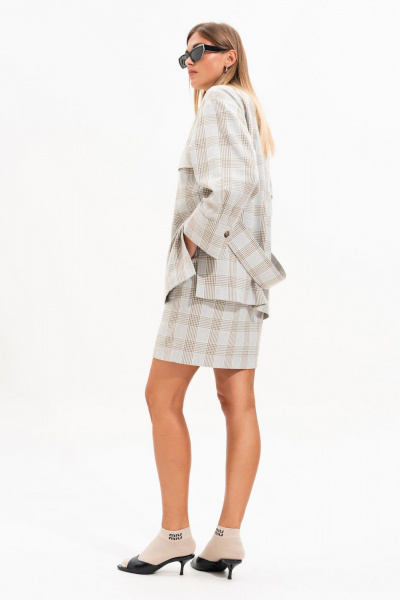 Рубашка, юбка SILVERSPICE S-8558 клетка_серо-голубая - фото 2