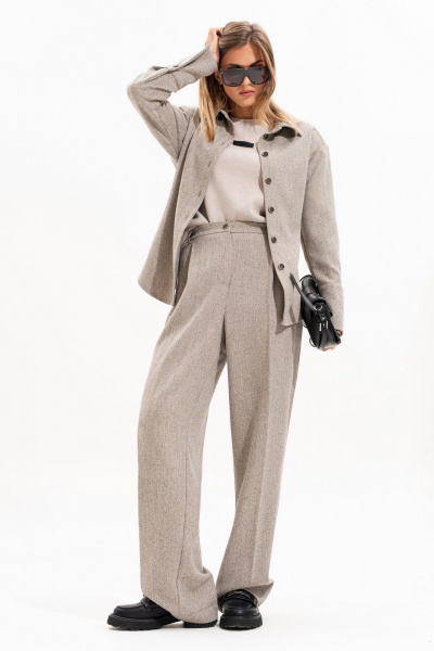 Блуза, брюки SILVERSPICE S-8559 серо-бежевый - фото 15