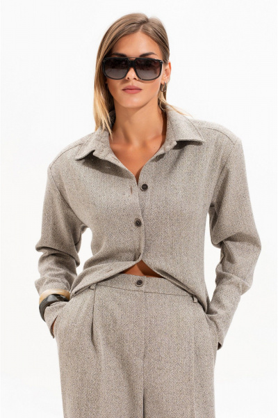 Блуза, брюки SILVERSPICE S-8559 серо-бежевый - фото 8