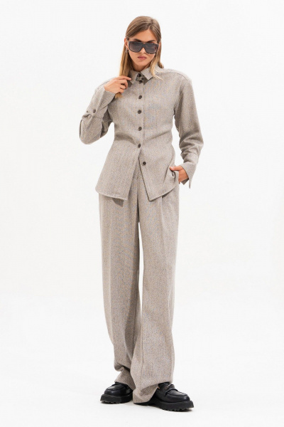 Блуза, брюки SILVERSPICE S-8559 серо-бежевый - фото 1
