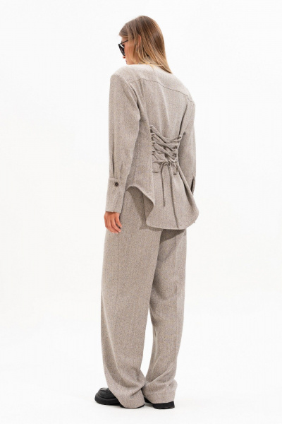 Блуза, брюки SILVERSPICE S-8559 серо-бежевый - фото 3
