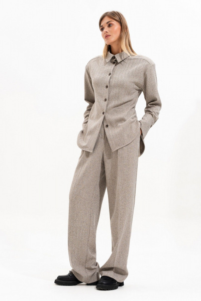 Блуза, брюки SILVERSPICE S-8559 серо-бежевый - фото 2