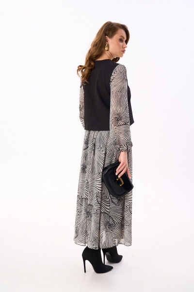 Платье NikVa 740-18 чёрный_черно-белые_ракушки - фото 7