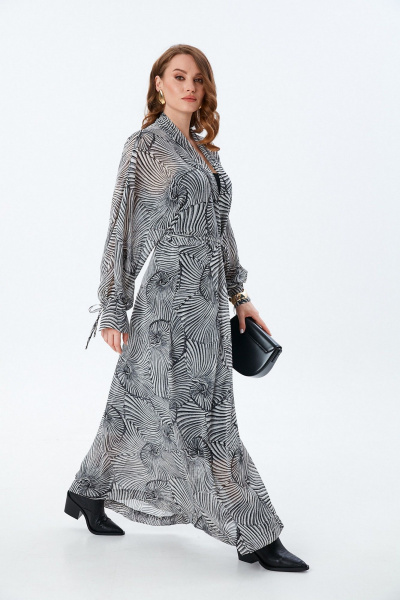 Платье NikVa 992-1 чёрно-белые_ракушки - фото 7