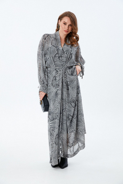 Платье NikVa 992-1 чёрно-белые_ракушки - фото 1