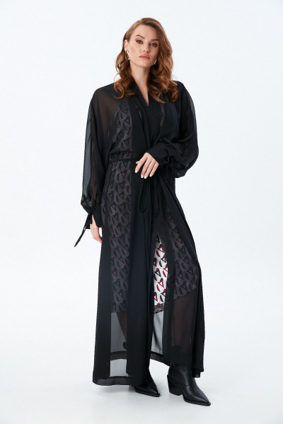 Платье NikVa 992-2 чёрный_ромбы_бургунди - фото 1