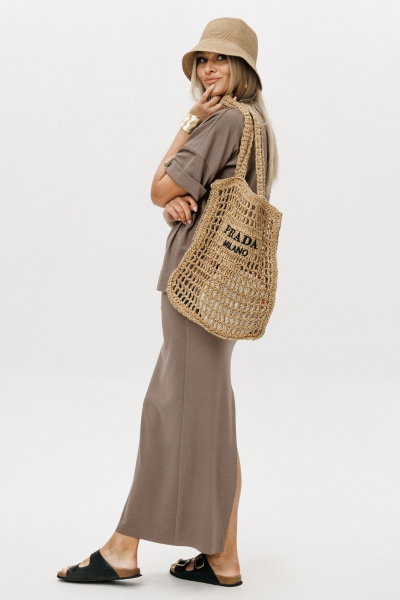 Джемпер, юбка Ma Vie М-690 коричневый - фото 9