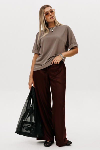 Брюки, джемпер Ma Vie М-696 коричневый_бордовый - фото 5