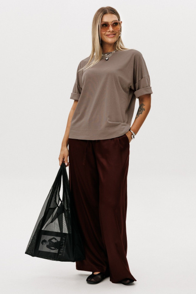 Брюки, джемпер Ma Vie М-696 коричневый_бордовый - фото 4