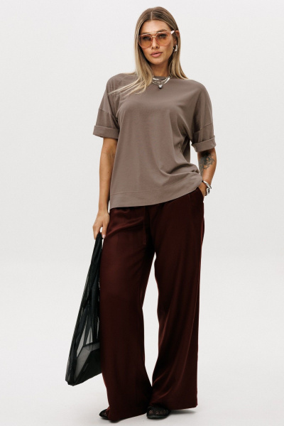 Брюки, джемпер Ma Vie М-696 коричневый_бордовый - фото 3