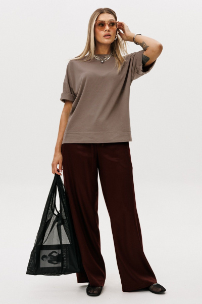 Брюки, джемпер Ma Vie М-696 коричневый_бордовый - фото 2