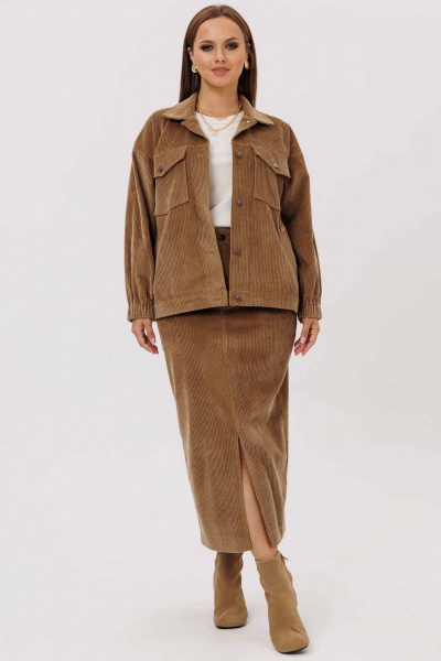 Бомбер, юбка Mislana 1245к орех - фото 12