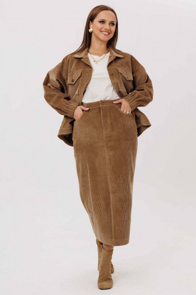 Бомбер, юбка Mislana 1245к орех - фото 6