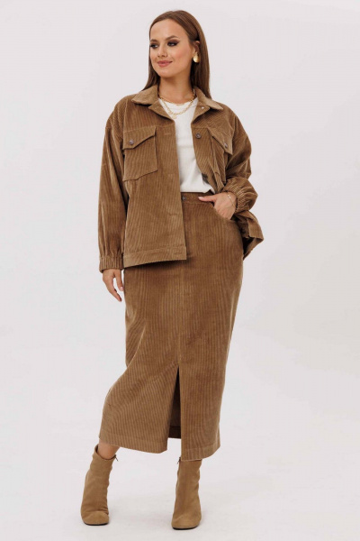 Бомбер, юбка Mislana 1245к орех - фото 1