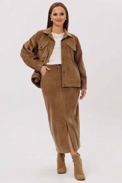 Бомбер, юбка Mislana 1245к орех - фото 2