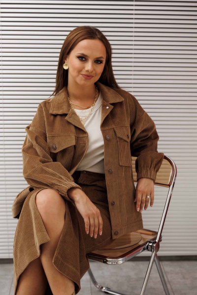 Бомбер, юбка Mislana 1245к орех - фото 5