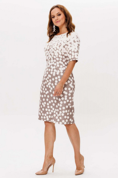 Платье Mislana 1259 сливочный/капучино - фото 6