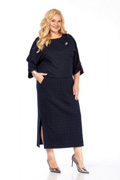 Платье СиБон 0322 синий_клетка - фото 1