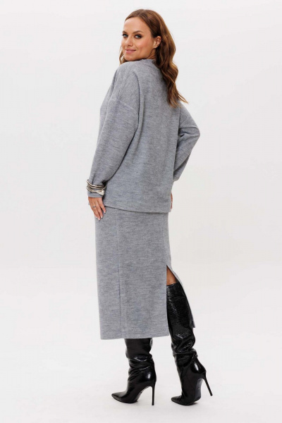 Джемпер, юбка Mislana 11137 серый - фото 2