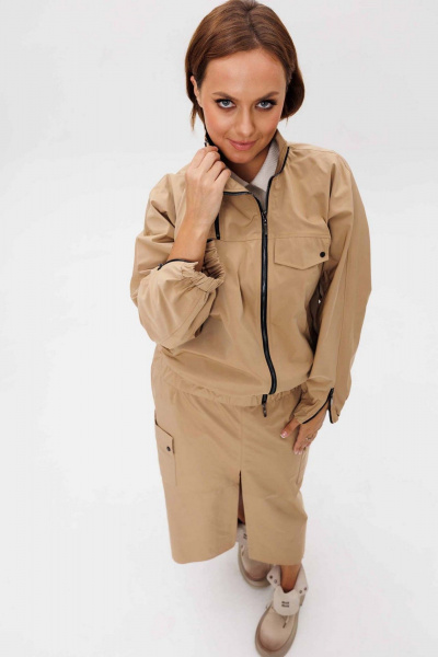 Бомбер, юбка Mislana 1266 бежевый - фото 6
