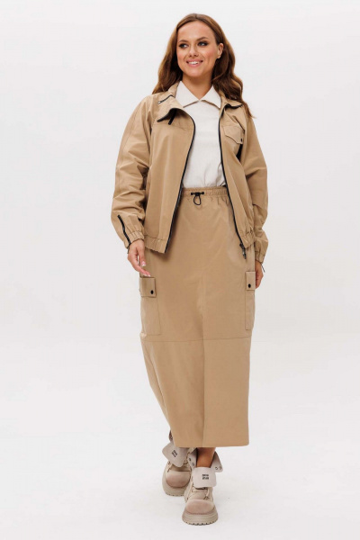 Бомбер, юбка Mislana 1266 бежевый - фото 1