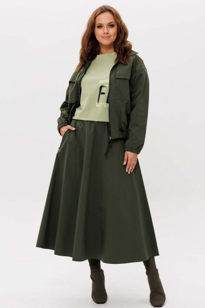 Бомбер, юбка Mislana 1268 зеленый - фото 3