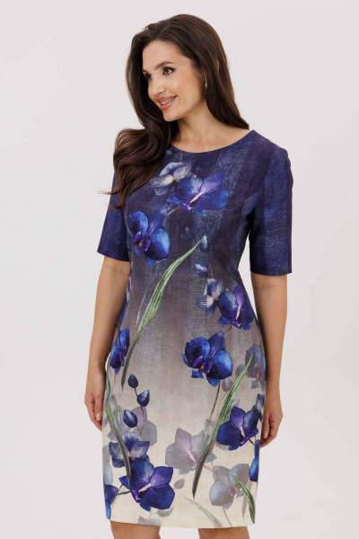 Платье Mislana 7281 синий/цветы - фото 8