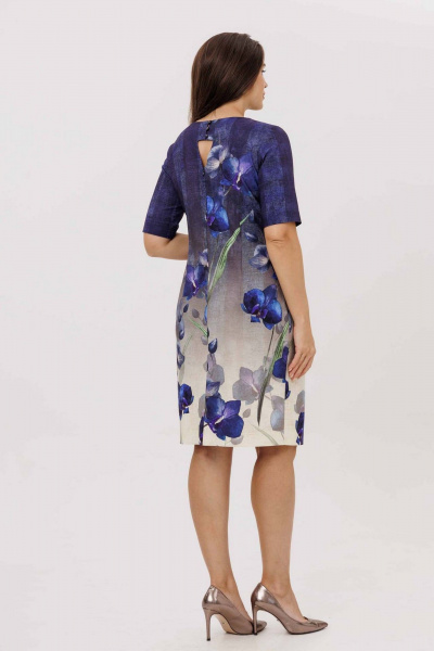 Платье Mislana 7281 синий/цветы - фото 7
