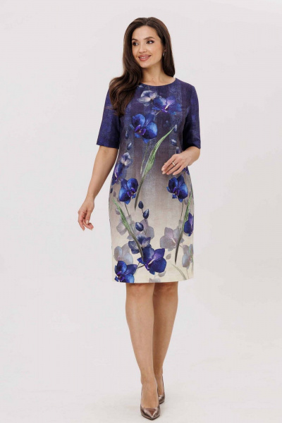 Платье Mislana 7281 синий/цветы - фото 4