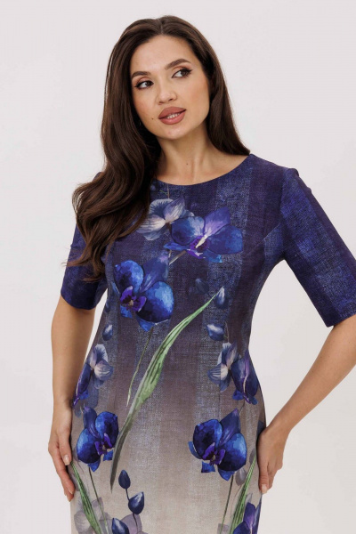 Платье Mislana 7281 синий/цветы - фото 2