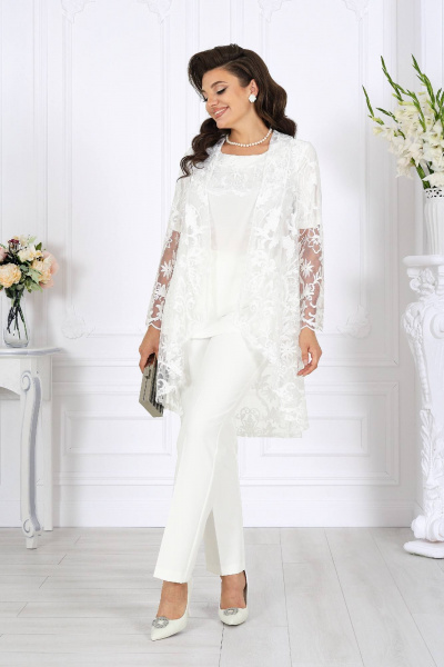 Блуза, брюки, кардиган Ninele 5908 молочный- - фото 13