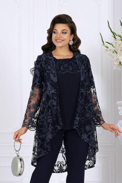 Блуза, брюки, кардиган Ninele 5908 синий - фото 2