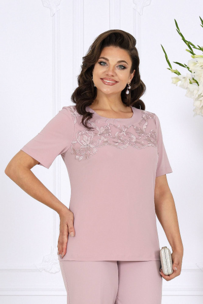 Блуза, брюки, кардиган Ninele 5908 пудра - фото 6