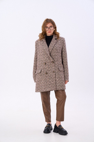 Брюки, жакет NikVa 947-2 песок и шоколад - фото 1