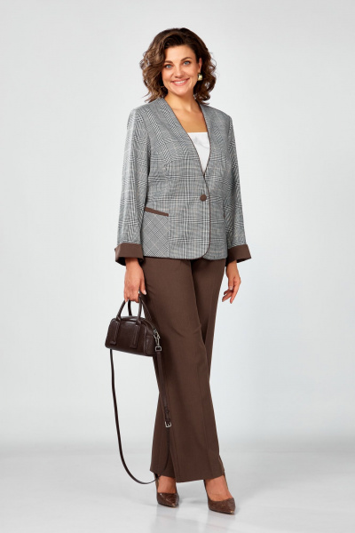 Блуза, брюки, жакет Lady Secret 25218 клетка-шоколад - фото 2