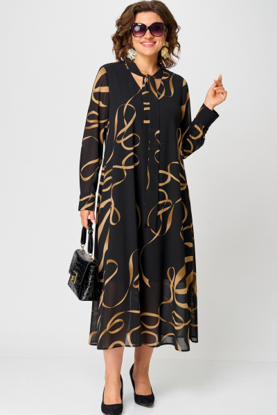 Платье EVA GRANT 7293 черный_принт - фото 1