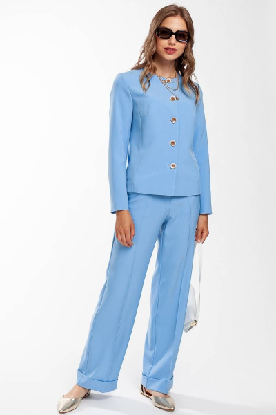 Голубой жакет в стиле Шанель с застежкой на пуговицы Femme & Devur 70504 1.22F(170) - фото 2